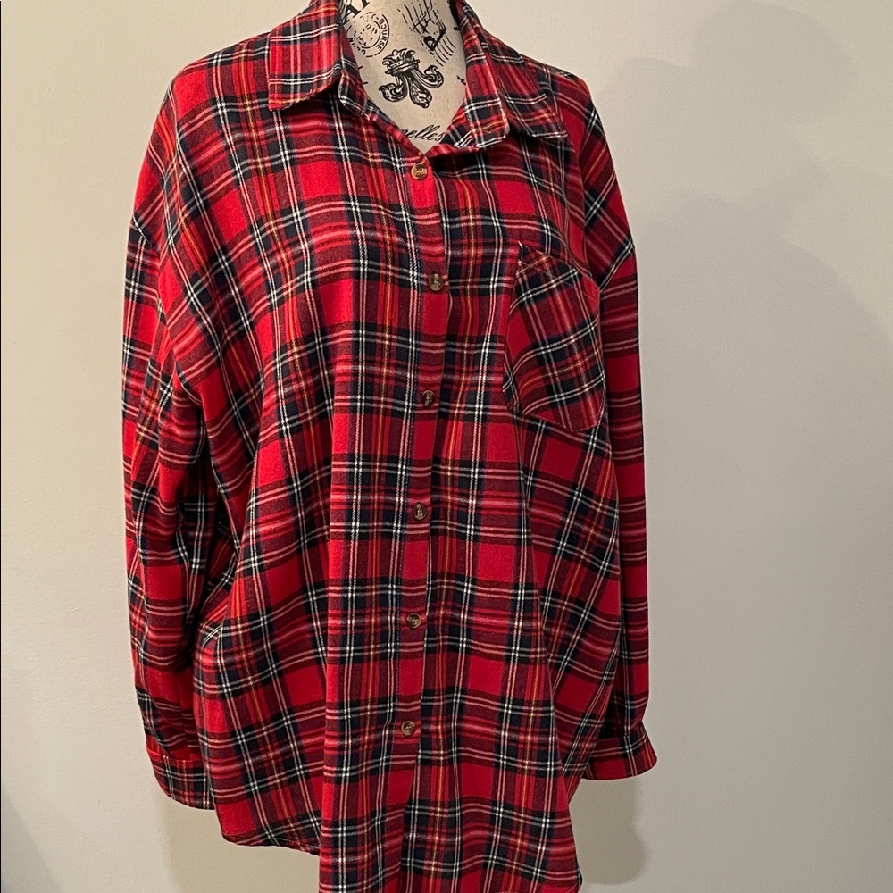 Aris Red and Black Plaid Flannel Shirt